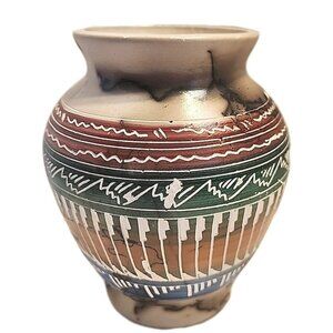 Native American Pottery Navajo Indian Horse Hair Southwest Vase Signed READ